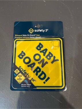 Yellow "Baby On Board" Double-Sided Car Sign